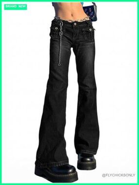 Stretchy Bootcut Flared Jeans Mid Rise Bell Bottom Denim